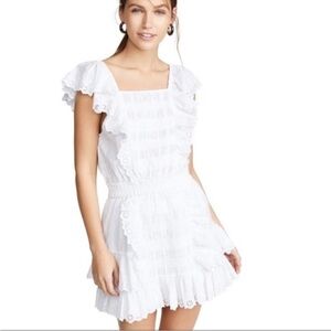 EMORY PARK WHITE EYELET RUFFLE MINI DRESS NWOT